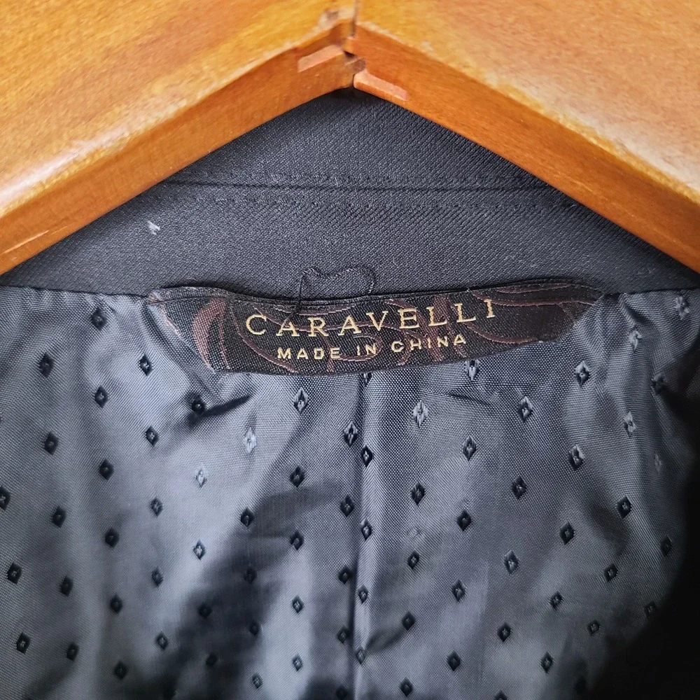 Caravelli Jacket Mens 46S Black Tuxedo Blazer Two Button Poly Viscose Formal